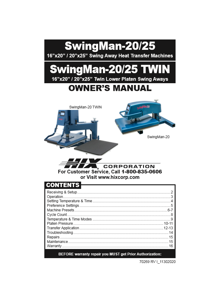 70269 SwingMan 20 & 25 & Twins Manual Icon